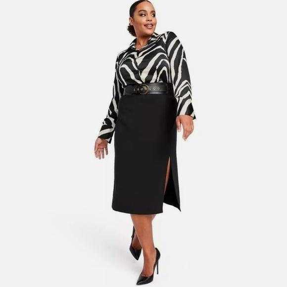 NWT Sergio Hudson X Target 4X High Waist Slit Pencil Skirt Black 2894-Bi - Picture 1 of 9